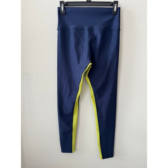 Peloton Blue And Yellow Workout Leggings Size L Compression High Waist A114 - Picture 3 of 8